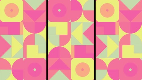 Animated Geometric Loop Pattern Resolution Geometric Motion Design in Bright Pink and Yellow Colors