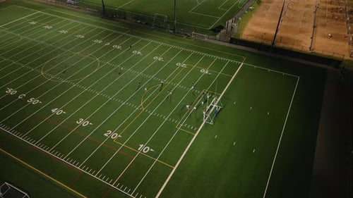 Women Soccer Teams Playing At Night In Dartmouth Nova Scotia Aerial View