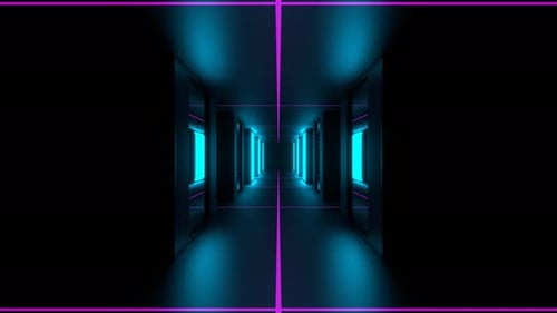 Cyan And Pink Reverse Endless Mirrors Tunnel Background Vj Loop In 4K