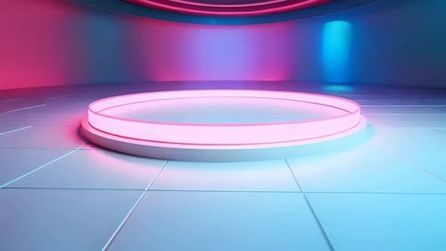 Futuristic Glowing Neon Stage Background with Color Changing Lights