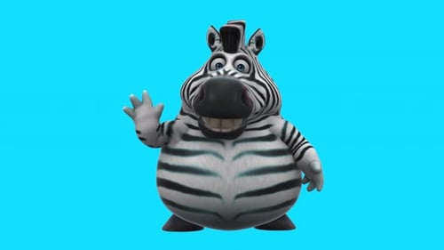 Lustiges 3D-Cartoon-Zebra (mit Alphakanal im Lieferumfang enthalten)