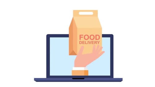 Online Food Delivery Service Animation with Laptop and Hand