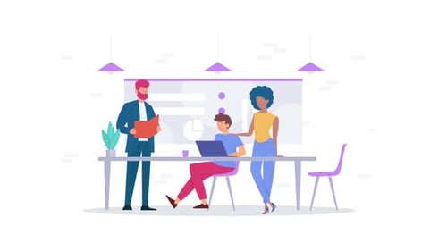 Dibujos animados 2D de personas en formación empresarial HD