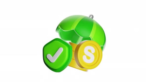 Animated 3D Financial Security and Protection Icons
