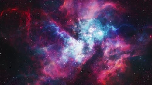 Vibrant Abstract Nebula Cloud and Stars in Deep Space