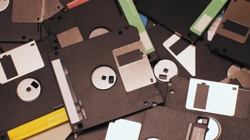 Floppy Disc FDD Close Up Using Diskette for Old PC Computer Macro Archive Programme or Music