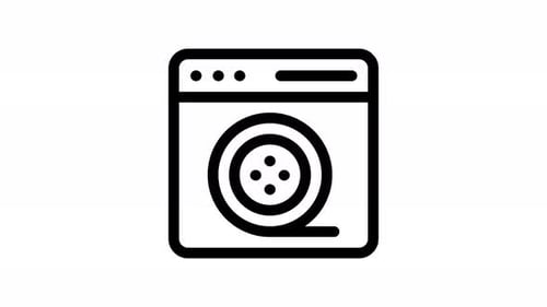 Animated Washing Machine Icon with Spinning Dial