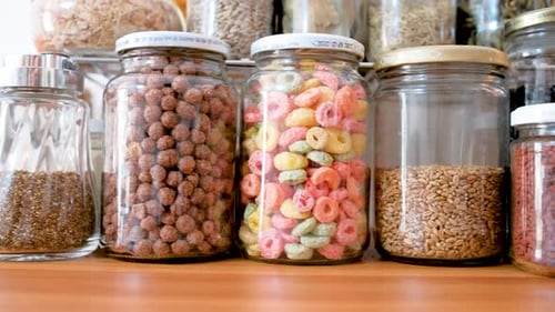 Food Items Stored in Jars on Shelf