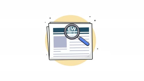 Flat Design Animated News Search Icon