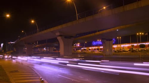 City traffic time lapse at night