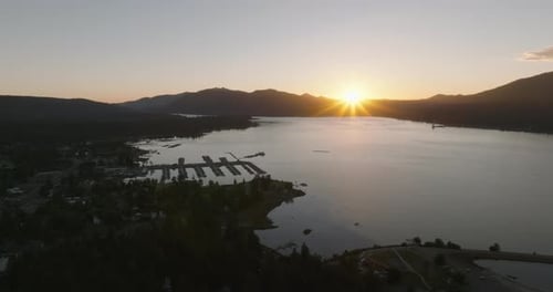 a sunset over a lake