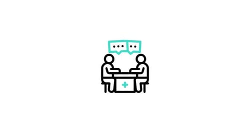 Animated Corporate Meeting Icon with Dialogue Bubbles