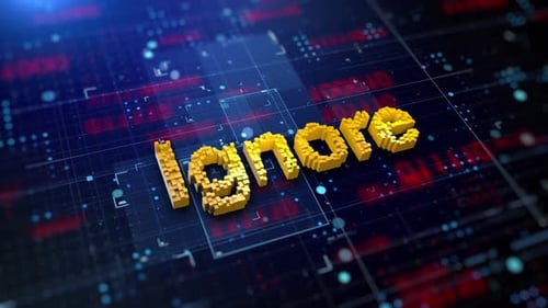 Dynamic 3D Block Text Over Digital Grid Background