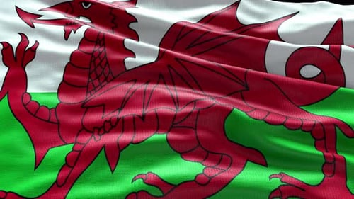 4k render Wales Flag video waving in wind Wales Flag Wave Loop waving in wind Re