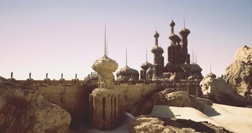 Stunning Ancient Castle Surrounded By Rocky Terrain Under Clear Sky
