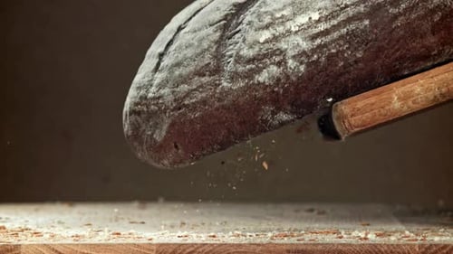 The Bread Falls on the Table Filmed on a Highspeed Camera at 1000 Fps