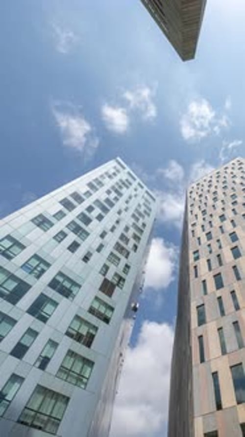 Timelapse of Skyscraper Buildings in the Tech District of Barcelona in Vertical