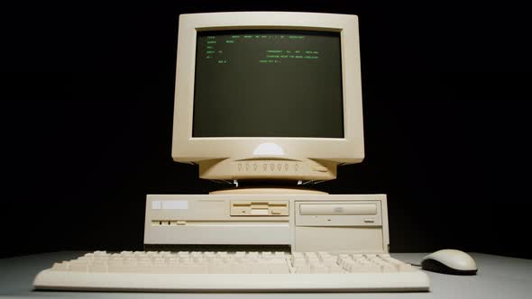 Retro Pc with Loading Code Console Programmer Making Scripts Green ...