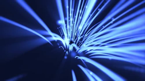 Blue Fiber Optic Data Stream Technology Background