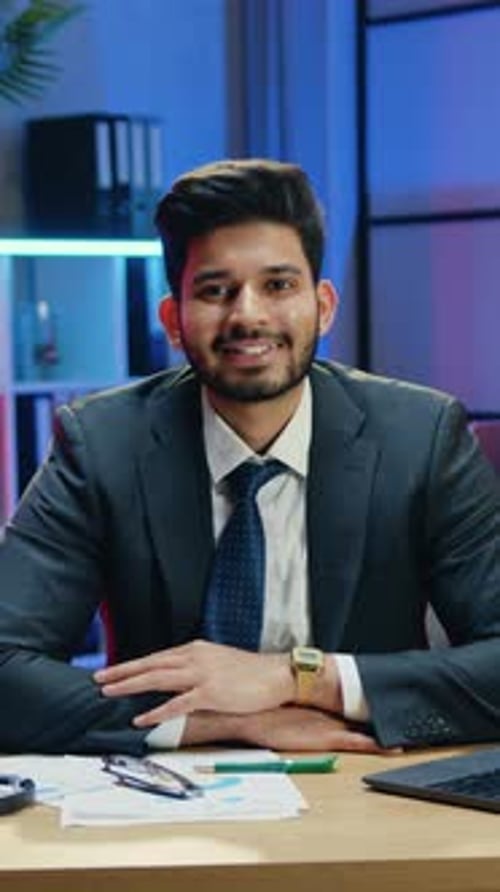 Corporate Professional Smiling in Vertical Frame