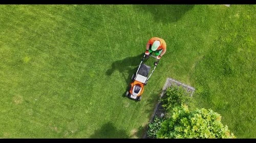 Aerial View of Lawn Mowing