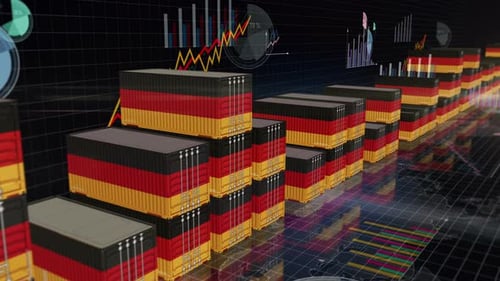 Germany export cargo containers with charts and diagrams