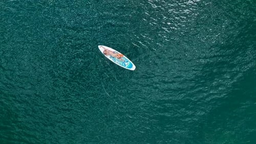 Aerial View Paddleboarding Journey Through Turkey s Canyon With Group Exploration