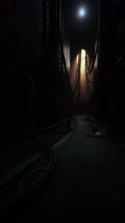 Dark Tunnel With Light at End