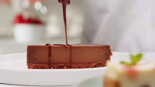 Chocolate Cake Drizzled with Delicious Sauce