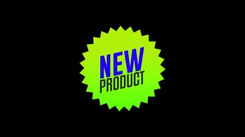 Animiertes Starburst-Etikett für neue Produkte auf transparentem Hintergrund