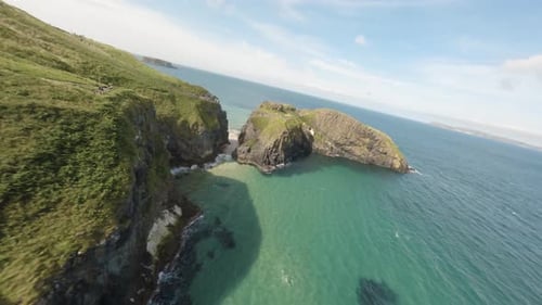 Carrick a Rede - Rope Bridge 4K FPV Cinematic Drone Shot - Northern Ireland - UK