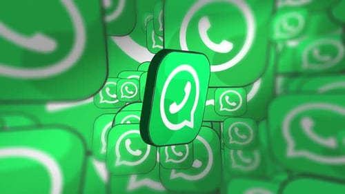 Animated 3D WhatsApp Logo Spinning on a Green Background