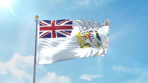 Realistic British Antarctic Territory Flag Waving with Blue Sky Background