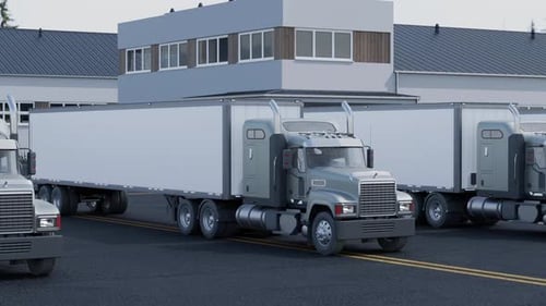 Modern 3D Animated Semi Trucks Convoy for Logistics and Supply Chain