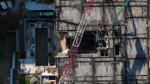 Aerial Video of Tower Crane at Modern City Development