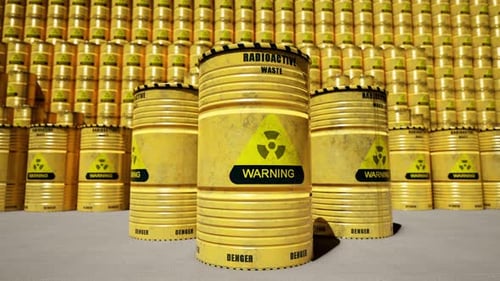 Glowing Radioactive Waste Barrels Danger Warning Loop