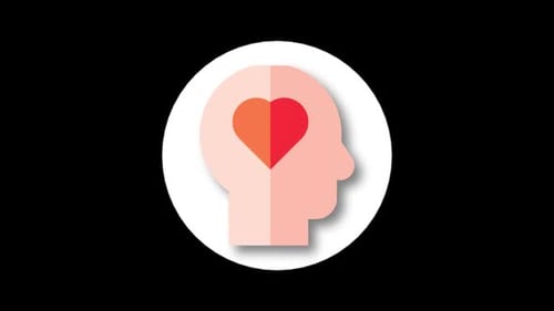 Modern 3D Rotating Human Head with Heart Icon Animation