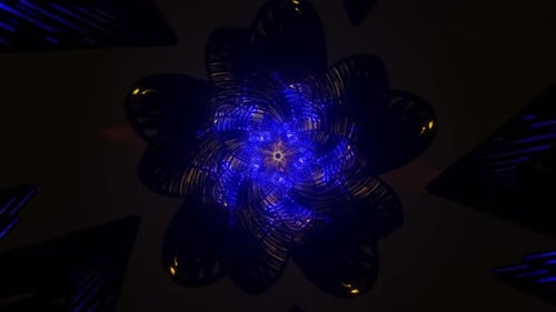 Pulsating and Rotating Blue Flower Shape Background VJ Loop