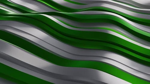 Seamless loop background with abstract flowing green and white waves