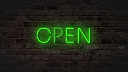 Vivid Colourful Neon Lights Open Letters Signboard Club Banner Flicker No People