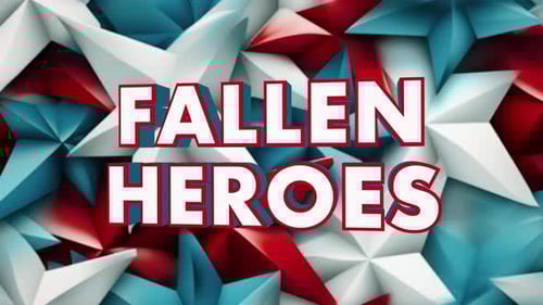Patriotic Fallen Heroes Title Reveal with Red White Blue Stars