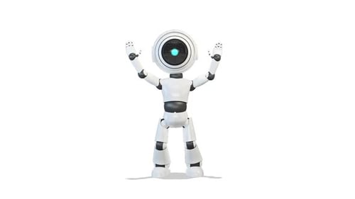 Roboter winkt und grüßt seine Hände auf weißem Hintergrund