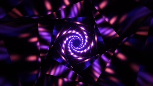 Animación gráfica en movimiento del túnel de luz de neón futurista en 3D azul y morado