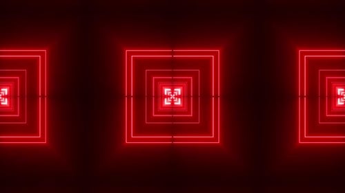 Dynamic red neon tunnel vortex, futuristic abstract motion background