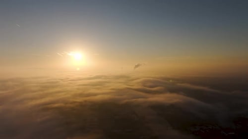 Landscape of Golden Fog from Above