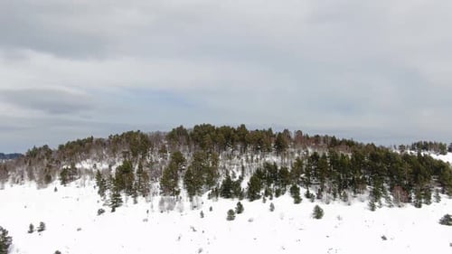 Beautiful Winter Mountain Landscape Aerial Shot Ski Resort Top View