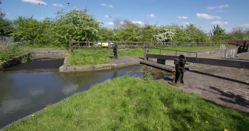 shot of at Stret lock on the Chesterfield Canal with bypass weir