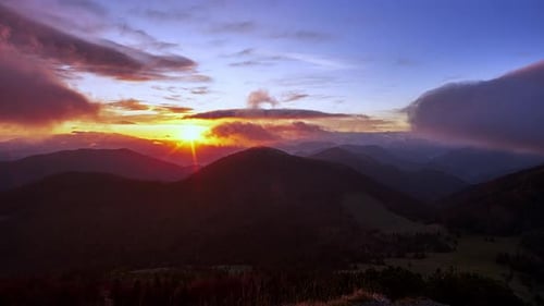 Mountains at Sunset with Clouds