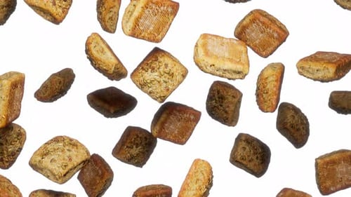 Falling Seeded Bread Bites Loop Animation