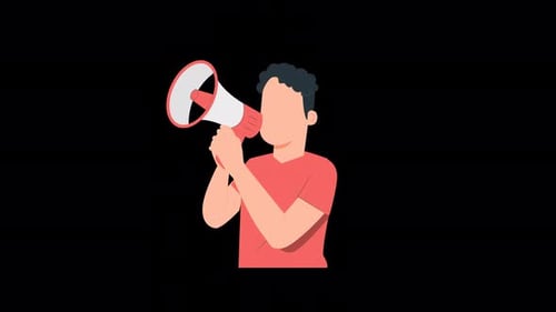 Animated Person with Megaphone Announcement